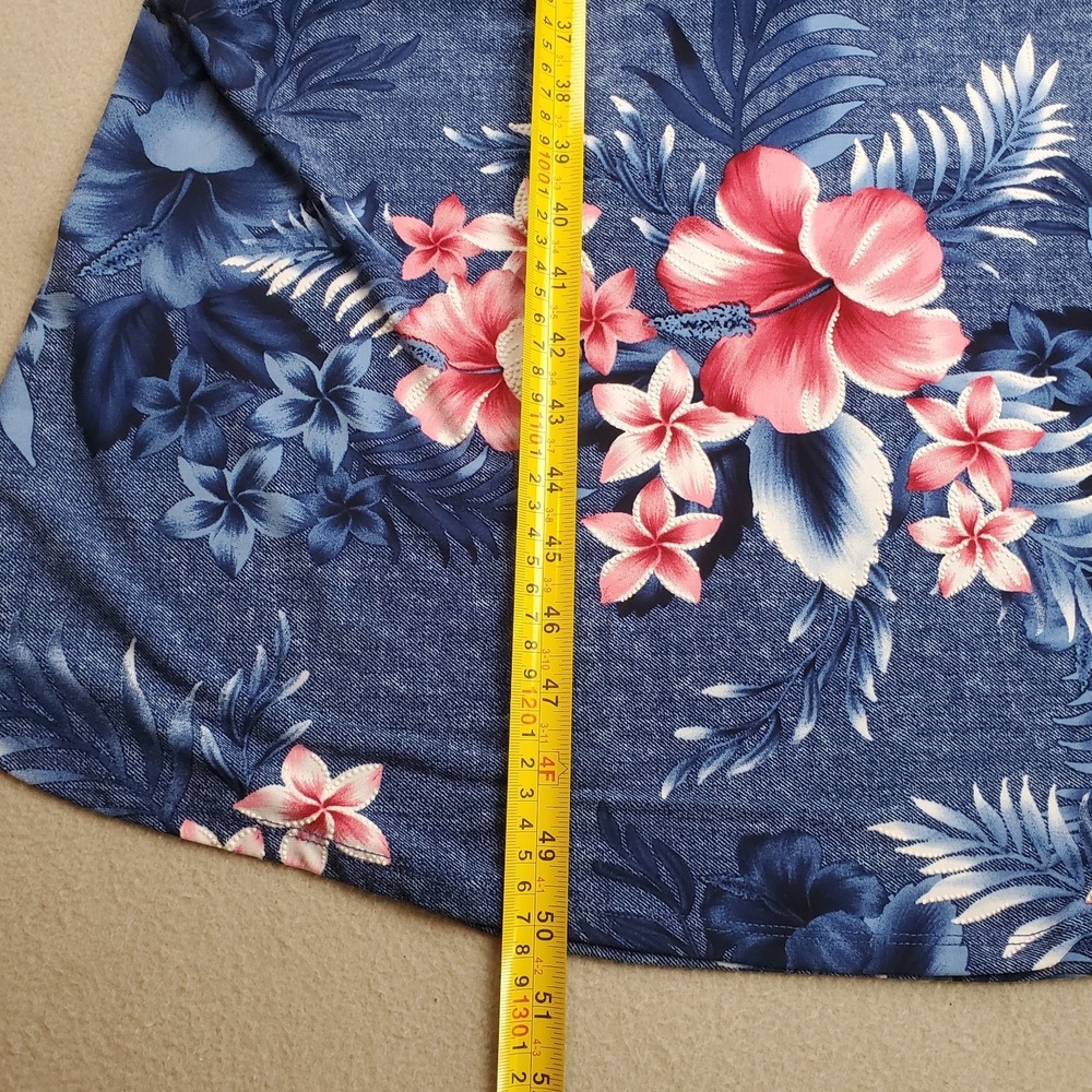 sjs Hibiscus Floral Woman's Sleeveless Dress Sz MED Tropical Maxi Tank Blue/Pink - Picture 7 of 10